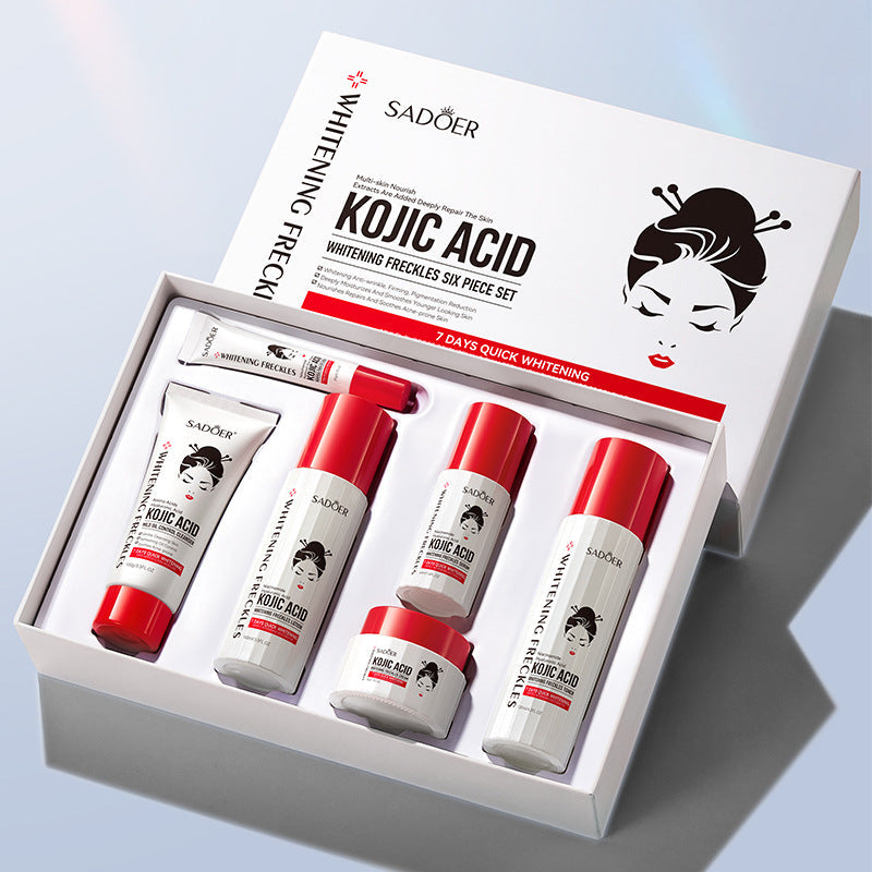 SADOER Moisturizing Anti Wrinkle Whitening Spot Removing and Kojic Acid Six-Piece Skin Care Set
