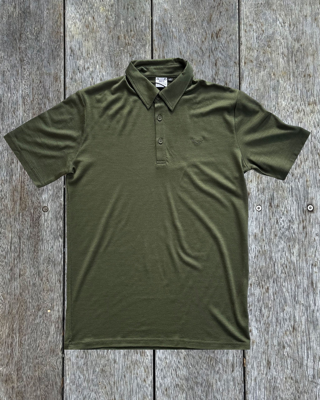 Men's Polo - 100% Merino Wool, Khaki Green