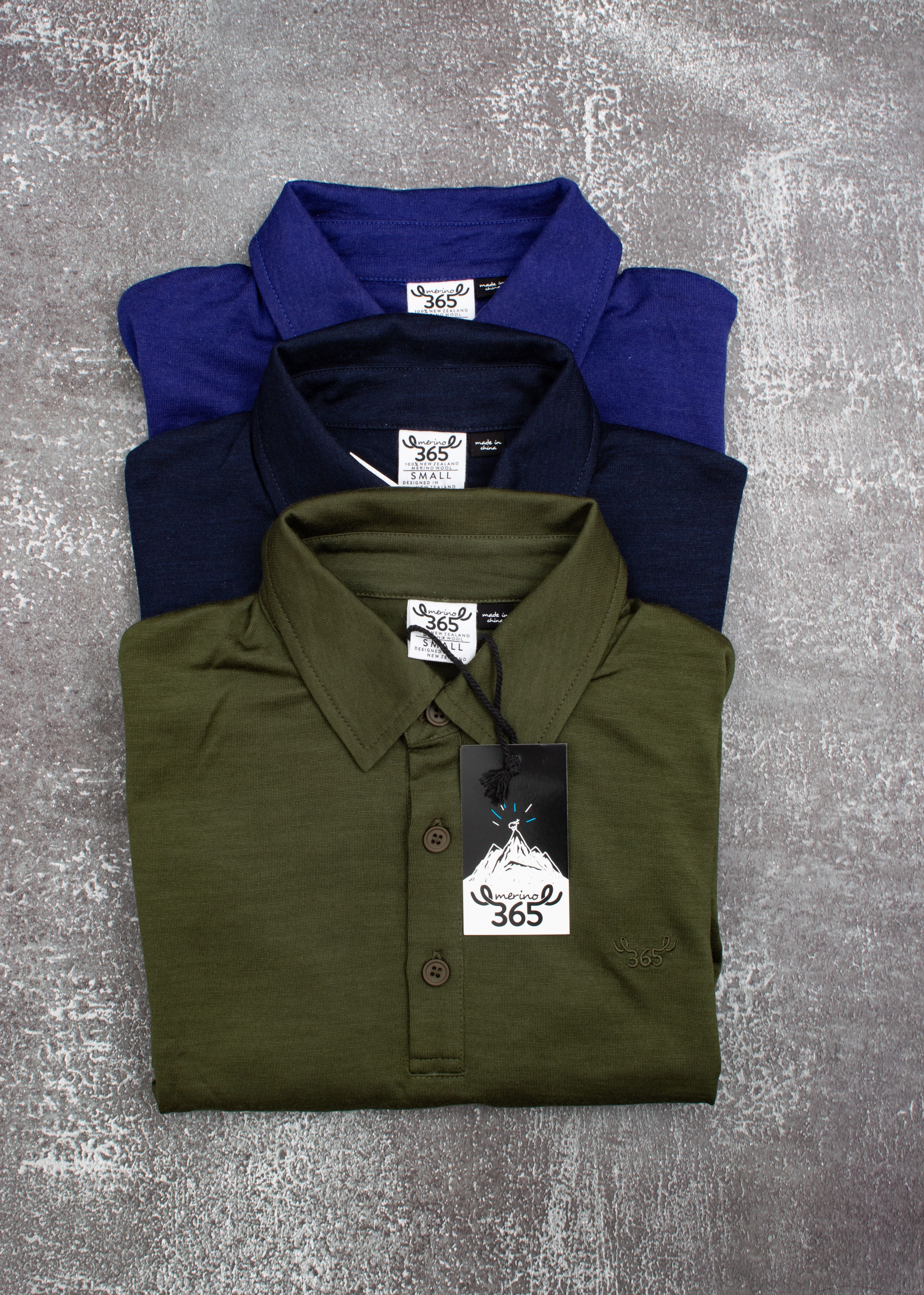 Men's Polo - 100% Merino Wool, Khaki Green