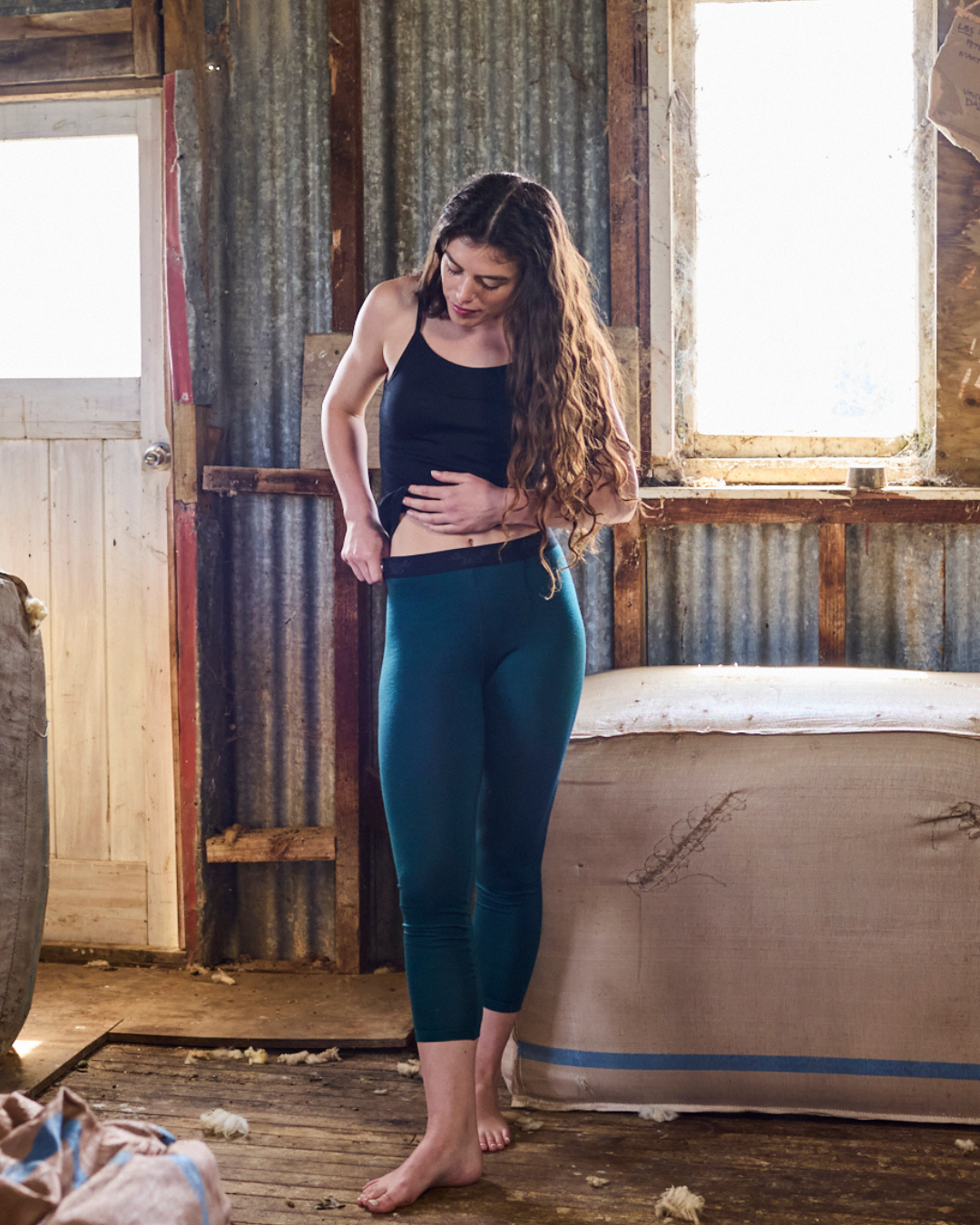 Women's Base Pant - 100% Merino Wool, Pine Green